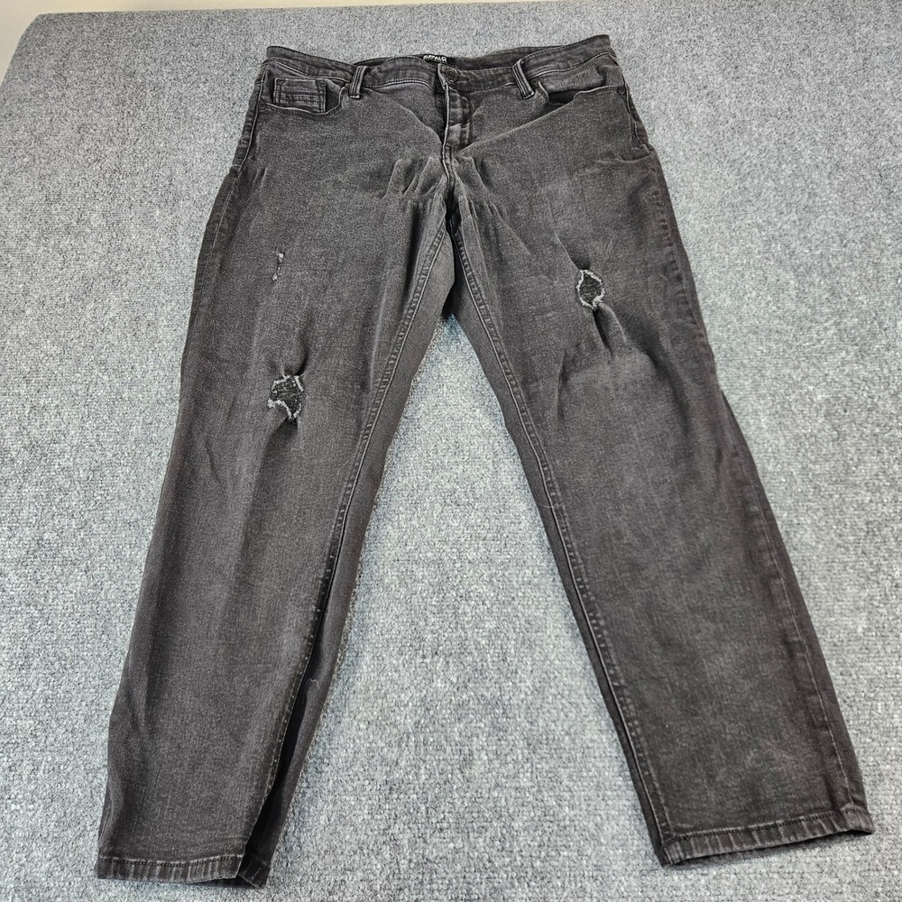Buffalo David Bitton Jess Rip & Repair Skinny Jeans Black Mid-Rise Size 14/34‎